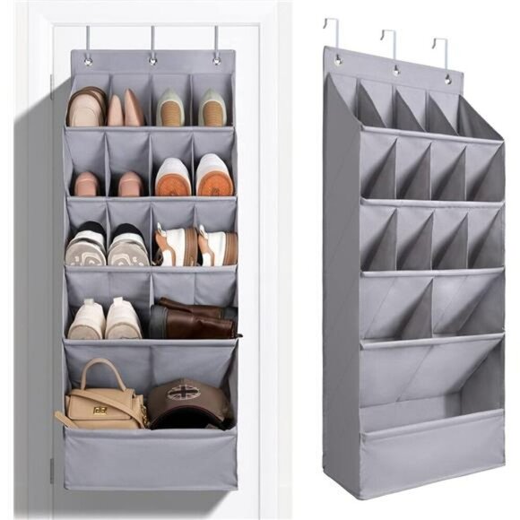 Over Door Shoe Organizer Hanging Rack 15 Pocket Closet Wall Storage Holder - Picture 1 of 7